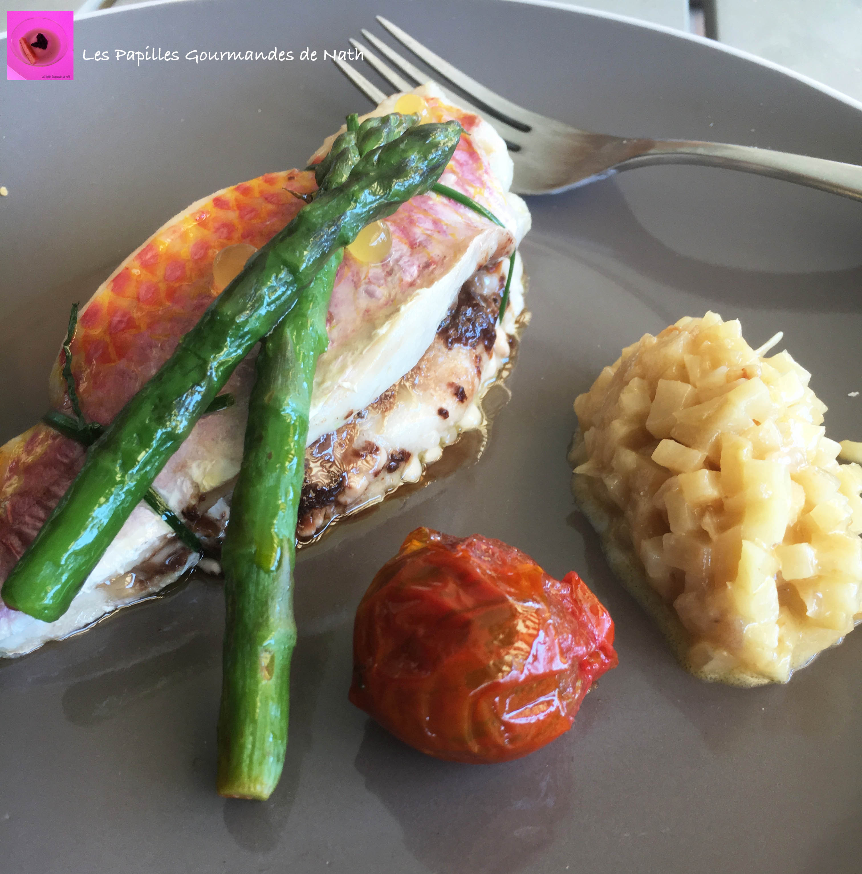 Rougets tapenade noire et son risotto de céleri rave